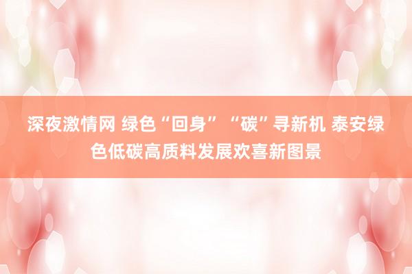 深夜激情网 绿色“回身” “碳”寻新机 泰安绿色低碳高质料发展欢喜新图景