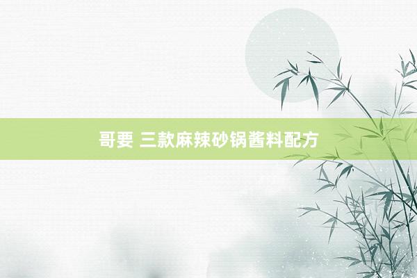 哥要 三款麻辣砂锅酱料配方